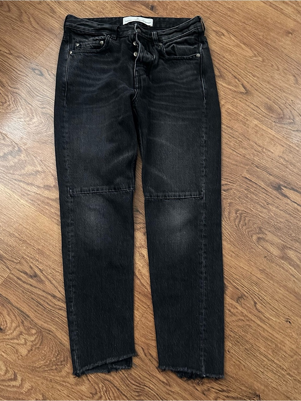 Golden Goose Black washed Straight-Leg slim raw hem Jeans size 26